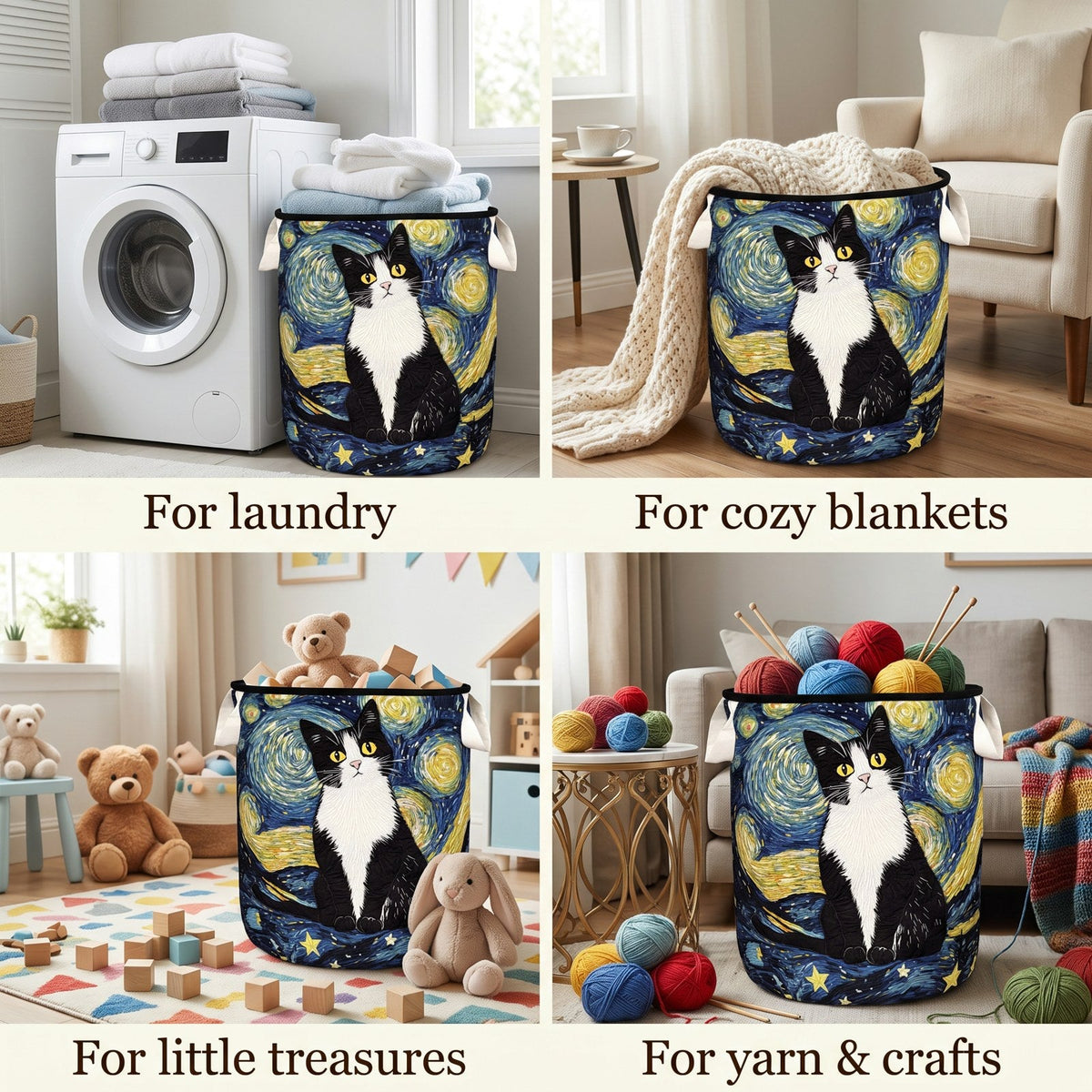 Elegant Feline Laundry Basket