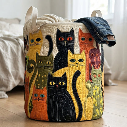 Folk Art Cat Laundry Basket