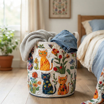 Painted Cat Garden Laundry Basket