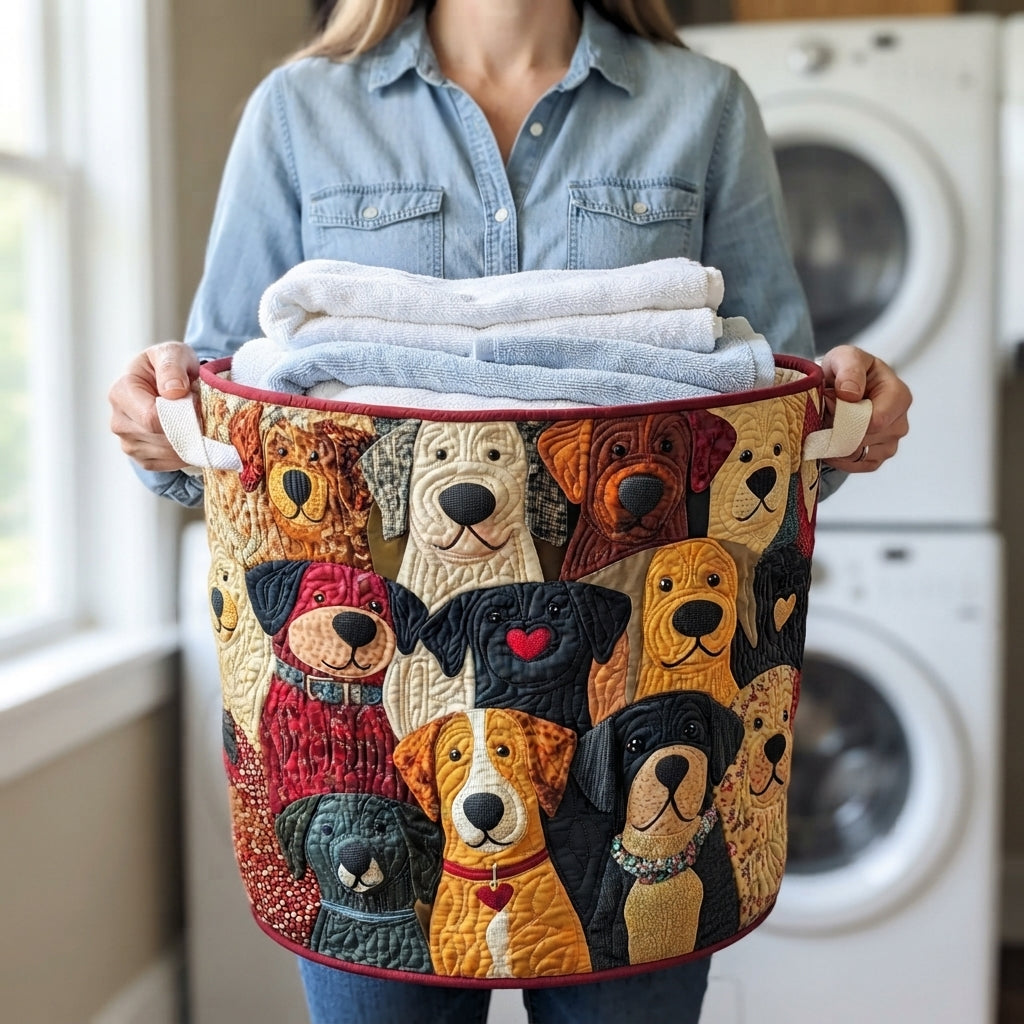 Patchwork Pup Parade Laundry Basket