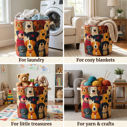 Patchwork Pup Parade Laundry Basket