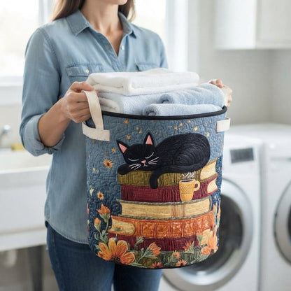 Sleepy Cat Library Laundry Basket