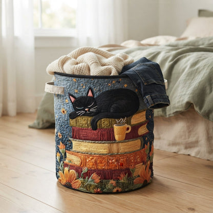 Sleepy Cat Library Laundry Basket