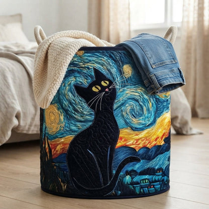 Starry Night Cat Laundry Basket