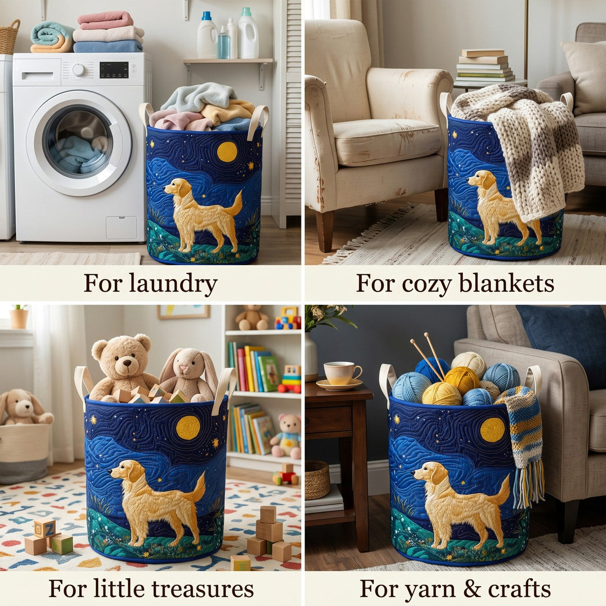 Starry Night Retriever Laundry Basket