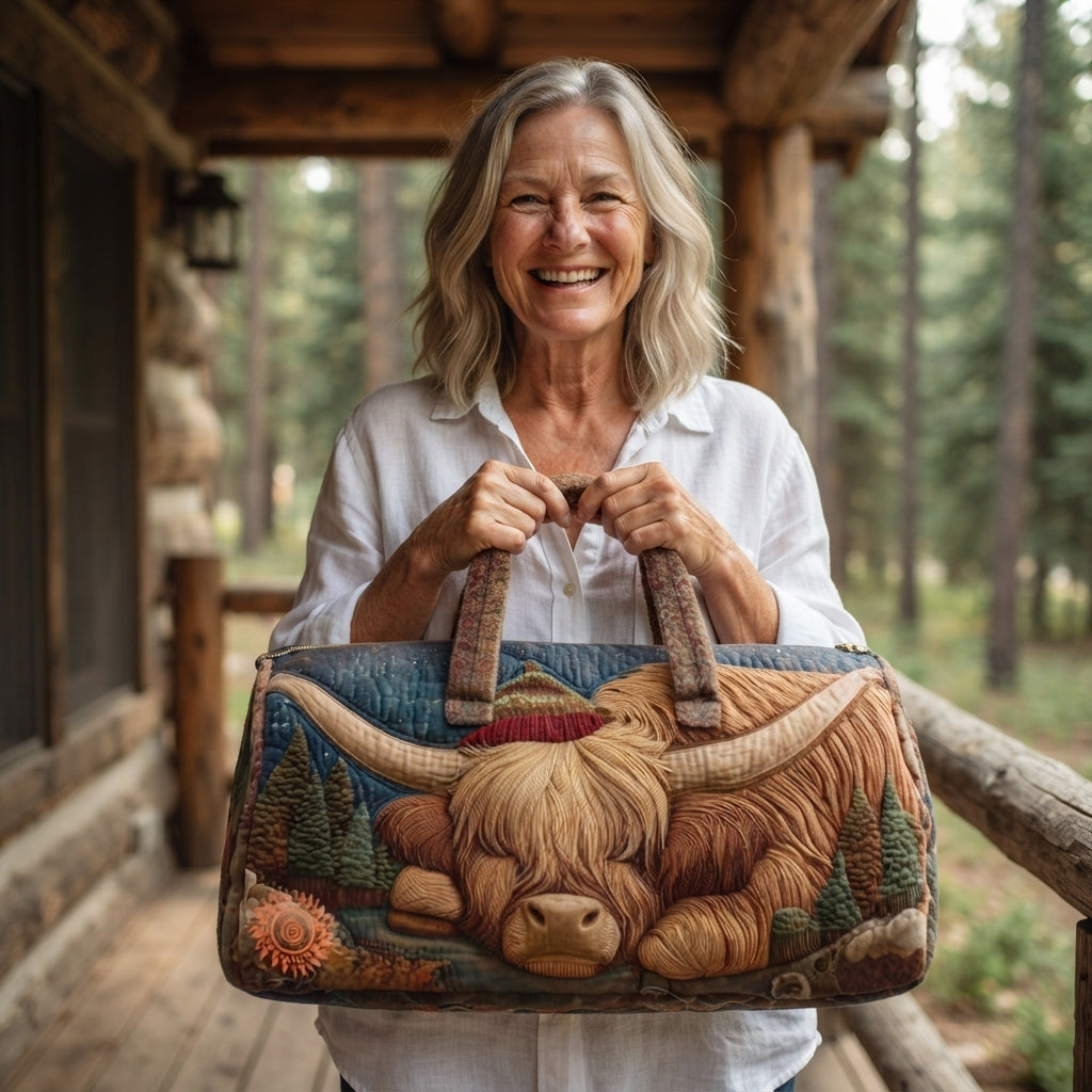 Bramble | Highland Cow at Rest Quilted Duffle