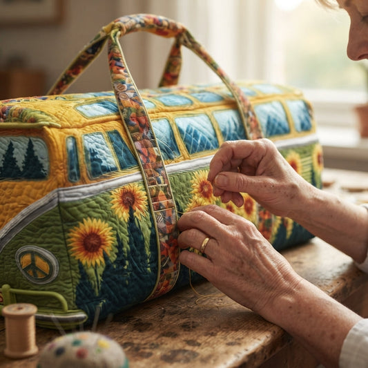 Goldenvana | Golden Sunflower Camper Van Quilted Duffle