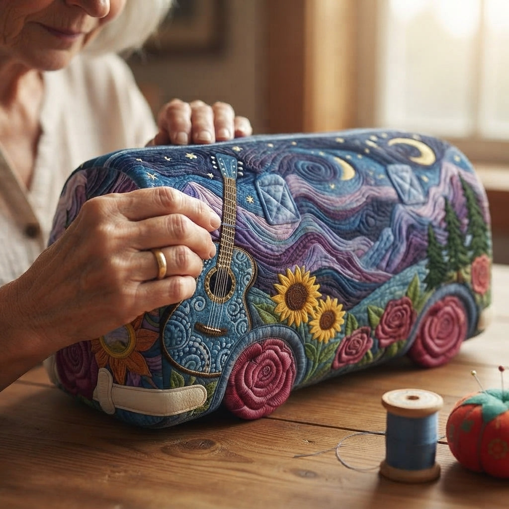 Melodyvana | Guitar & Wildflower Camper Van Quilted Duffle
