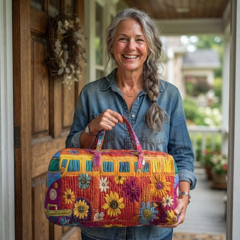 Rainbowvana | Rainbow Peace Camper Van Quilted Duffle
