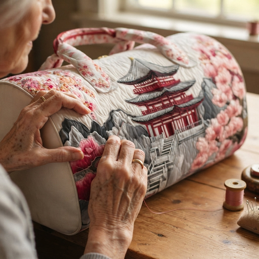 Sakura | Cherry Blossom Pagoda Quilted Duffle