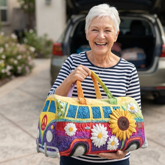Sunflowvana | Sunflower Peace Camper Van Quilted Duffle