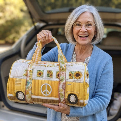 Sunvana | Yellow Sunflower Camper Van Quilted Duffle