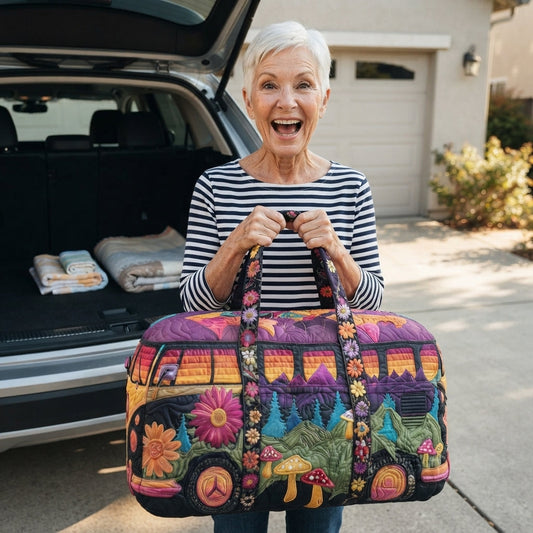 Wildvana | Mushroom & Wildflower Camper Van Quilted Duffle