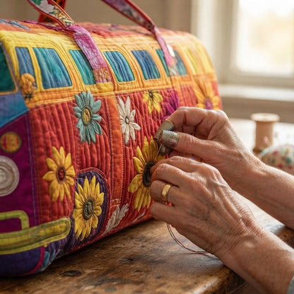 Rainbowvana | Rainbow Peace Camper Van Quilted Duffle