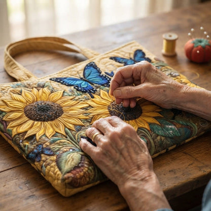 Noelle | Sunflowers & Butterflies Quilted Tote