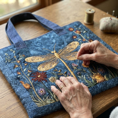 Josephine | Golden Dragonfly Quilted Tote