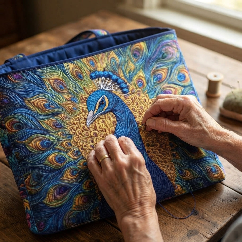 Jayla | Royal Peacock Quilted Tote