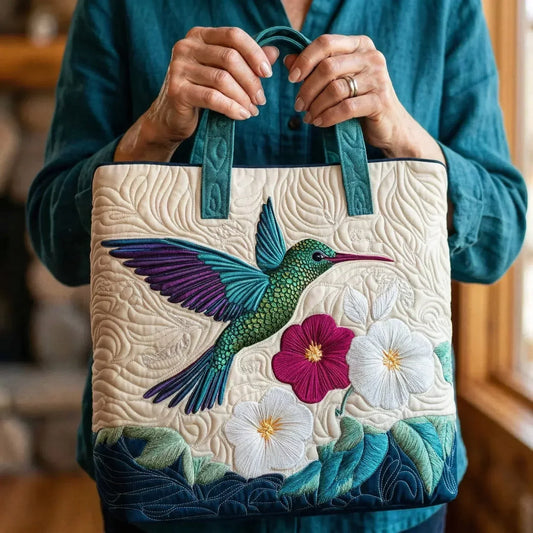 Ariella | Hummingbird & Blooms Quilted Tote