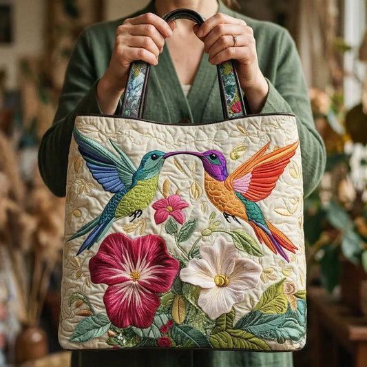 Nadia | Two Hummingbirds Quilted Tote