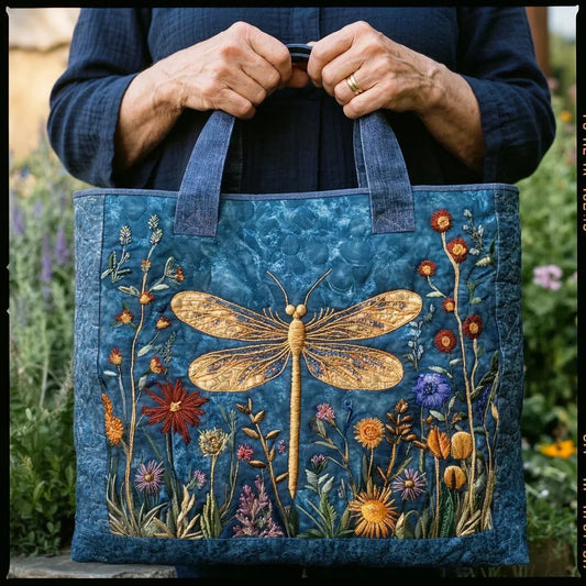 Josephine | Golden Dragonfly Quilted Tote