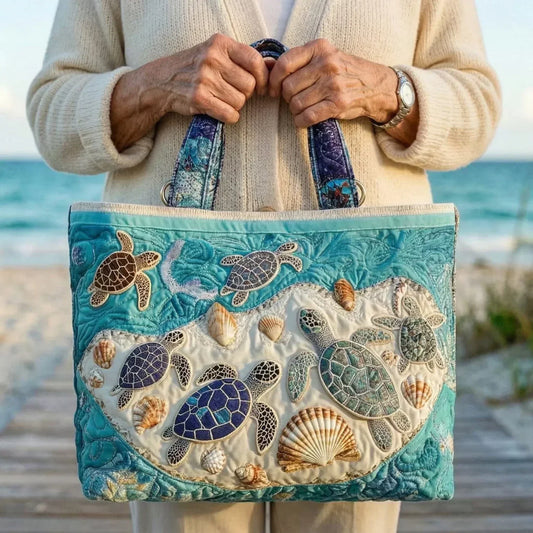 Felicity | Turtles & Seashells Quilted Tote