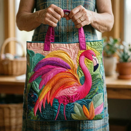 Brianna | Rainbow Flamingo Quilted Tote