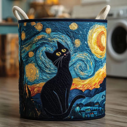 Starry Night Cat Laundry Basket