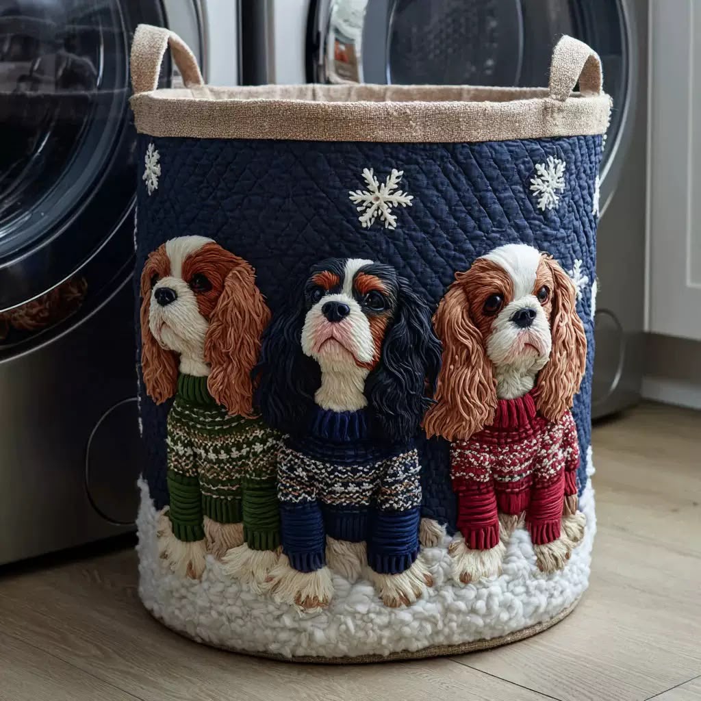 Cosy Cavalier Winter Laundry Basket